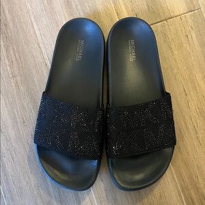 Michael Kors Black Beaded Slide Sandals 8
